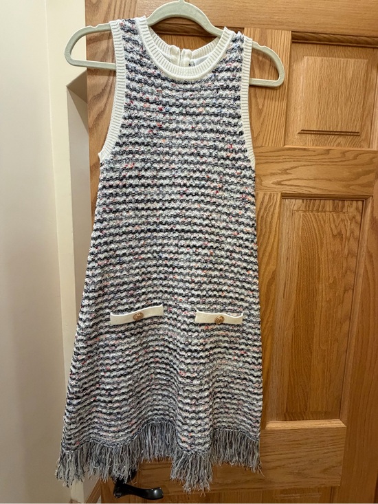 Milly Dresses & Skirts - Milly Cream and Multi-Color Tweed Fringe Dress